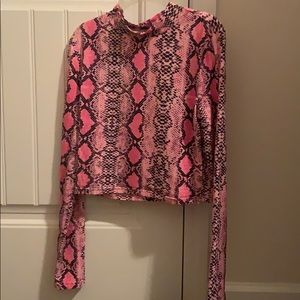 Pink Snakeskin Crop Tee